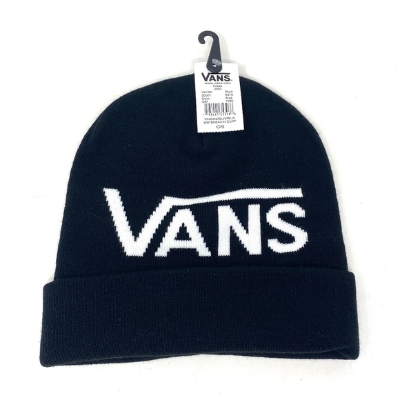 💖MEGA SALE💖VANS Breakin Curfew Beanie Unisex Hat White Black Logo VN0A5GUVBLK - Picture 2 of 5